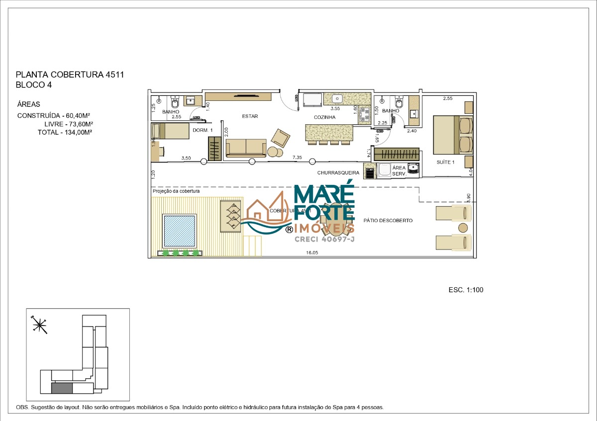 Cobertura, 2 quartos, 134 m² - Foto 2